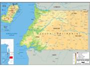 Equatorial Guinea <br /> Physical <br /> Wall Map Map