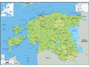 Estonia <br /> Physical <br /> Wall Map Map