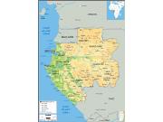 Gabon <br /> Physical <br /> Wall Map Map
