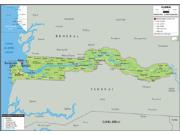 Gambia <br /> Physical <br /> Wall Map Map