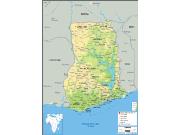 Ghana <br /> Physical <br /> Wall Map Map