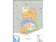 Ghana <br /> Political <br /> Wall Map Map