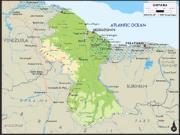 Guyana <br /> Physical <br /> Wall Map Map