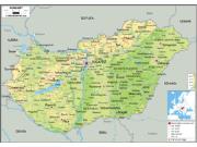 Hungary <br /> Physical <br /> Wall Map Map