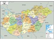 Hungary <br /> Political <br /> Wall Map Map