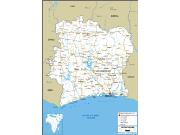 Ivory Coast Road <br /> Wall Map Map