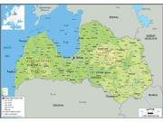 Latvia <br /> Physical <br /> Wall Map Map