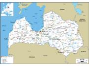 Latvia Road <br /> Wall Map Map