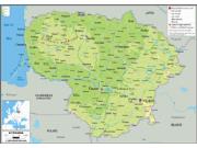 Lithuania <br /> Physical <br /> Wall Map Map