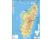 Madagascar <br /> Physical <br /> Wall Map Map