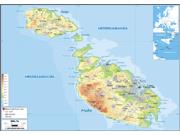 Malta <br /> Physical <br /> Wall Map Map