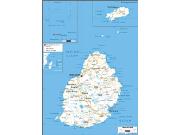 Mauritius Road <br /> Wall Map Map