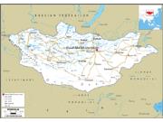 Mongolia Road <br /> Wall Map Map