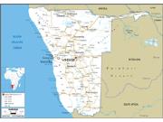 Namibia Road <br /> Wall Map Map