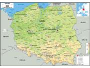 Poland <br /> Physical <br /> Wall Map Map