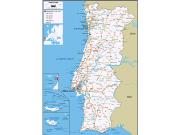 Portugal Road <br /> Wall Map Map