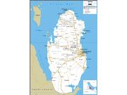 Qatar Road <br /> Wall Map Map