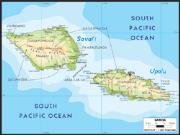 Samoa <br /> Physical <br /> Wall Map Map