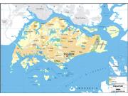 Singapore <br /> Physical <br /> Wall Map Map