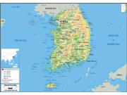 South Korea <br /> Physical <br /> Wall Map Map