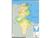 Tunisia <br /> Physical <br /> Wall Map Map