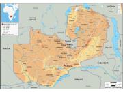 Zambia <br /> Physical <br /> Wall Map Map