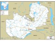 Zambia Road <br /> Wall Map Map
