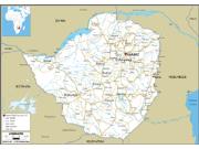 Zimbabwe Road <br /> Wall Map Map