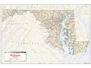 <br /> Political <br /> Wall Map Of Maryland With Antique Tones Map