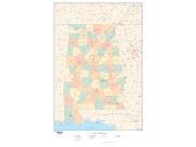 Alabama  <br />with Counties <br /> Wall Map Map