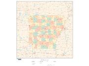Arkansas  <br />with Counties <br /> Wall Map Map