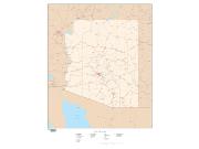 Arizona  <br />with Roads <br /> Wall Map Map
