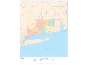 Connecticut  <br />with Counties <br /> Wall Map Map