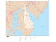 Delaware  <br />with Roads <br /> Wall Map Map