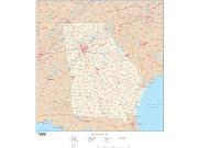 Georgia  <br />with Roads <br /> Wall Map Map