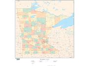 Minnesota  <br />with Counties <br /> Wall Map Map