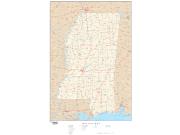 Mississippi  <br />with Roads <br /> Wall Map Map