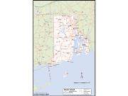 Rhode Island <br /> Wall Map <br />with Counties Map