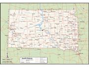 South Dakota <br /> Wall Map <br />with Counties Map