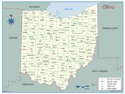 Ohio <br />County Outline <br /> Wall Map Map