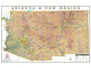 Arizona and New Mexico <br /> Physical <br /> Wall Map Map