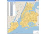 New York 5 Boroughs <br /> Wall Map <br /> Basic Style 2024 Map