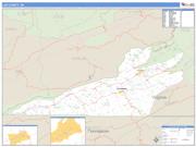Lee County, VA <br /> Wall Map <br /> Zip Code <br /> Basic Style 2024 Map