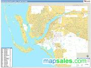 Fort Myers-Cape Coral <br /> Wall Map <br /> Basic Style 2024 Map