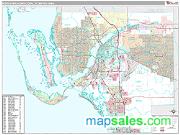 Fort Myers-Cape Coral Metro Area <br /> Wall Map <br /> Premium Style 2024 Map