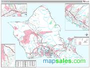 Honolulu Metro Area <br /> Wall Map <br /> Premium Style 2024 Map