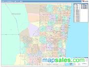Fort Lauderdale <br /> Wall Map <br /> Color Cast Style 2024 Map