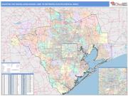 Houston-The Woodlands-Sugar Land <br /> Wall Map <br /> Color Cast Style 2024 Map