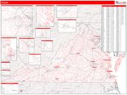 Virginia <br /> Wall Map <br /> Zip Code <br /> Red Line Style 2024 Map