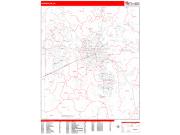 Huntsville <br /> Wall Map <br /> Zip Code <br /> Red Line Style 2024 Map